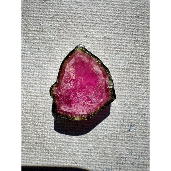 17.5 cts. Watermelon Tourmaline Natural Crystal Slice - Custom Cabochon #4 - Picture 4 of 5
